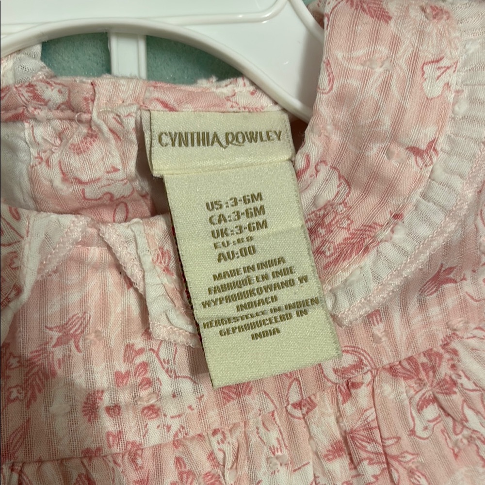 Cynthia Rowley Pink Baby Dress Set with Bonnet and Shoes - Picture 2 of 6